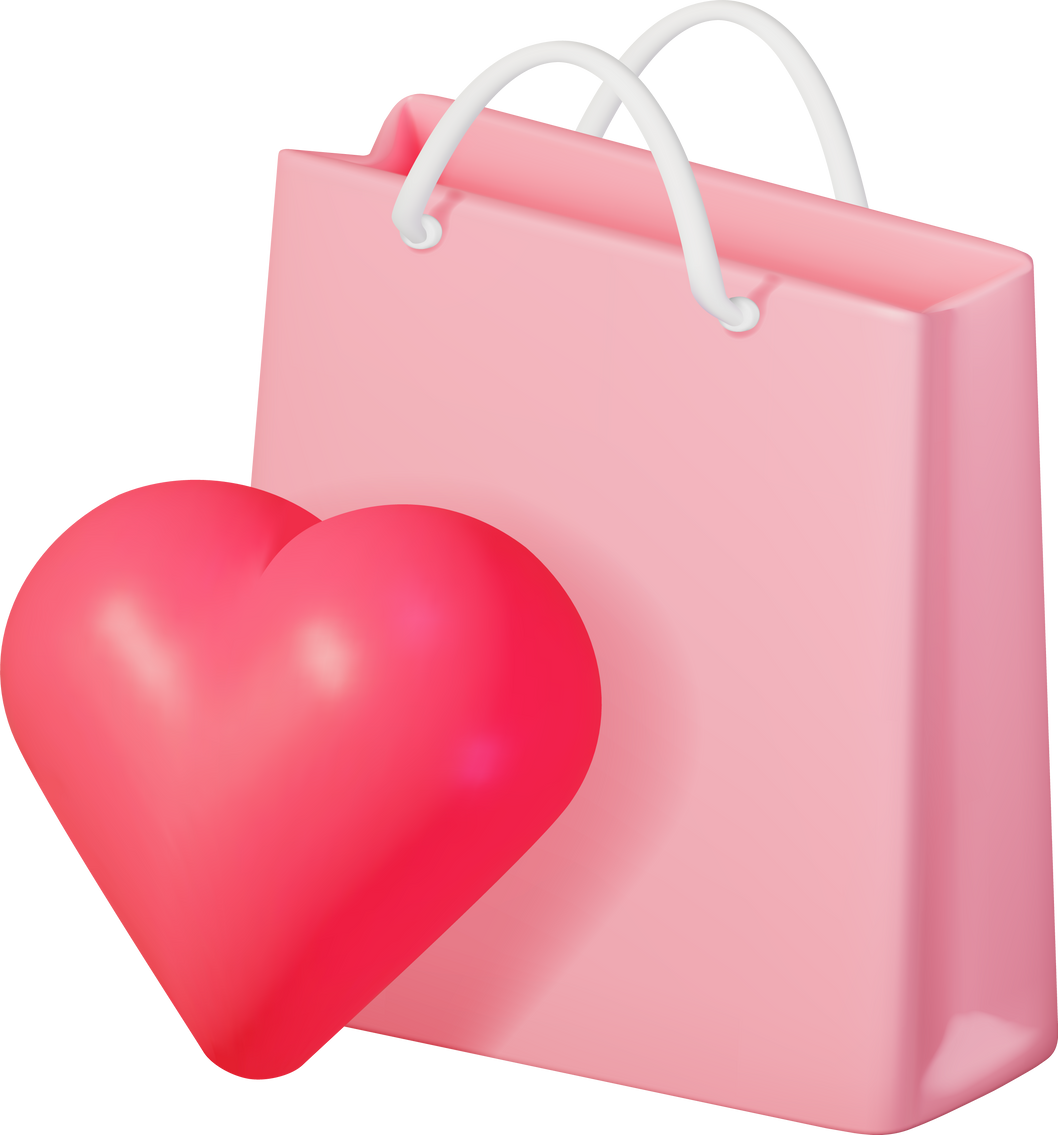 3D Pink Shopping Bag with Big Heart